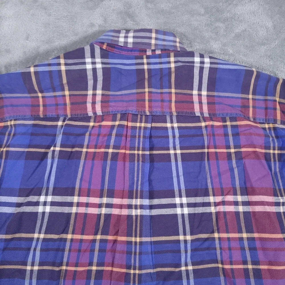 Cinch Shirt Mens 2XL Purple Blue Plaid Button Down Western‎ Rodeo Cowboy Logo